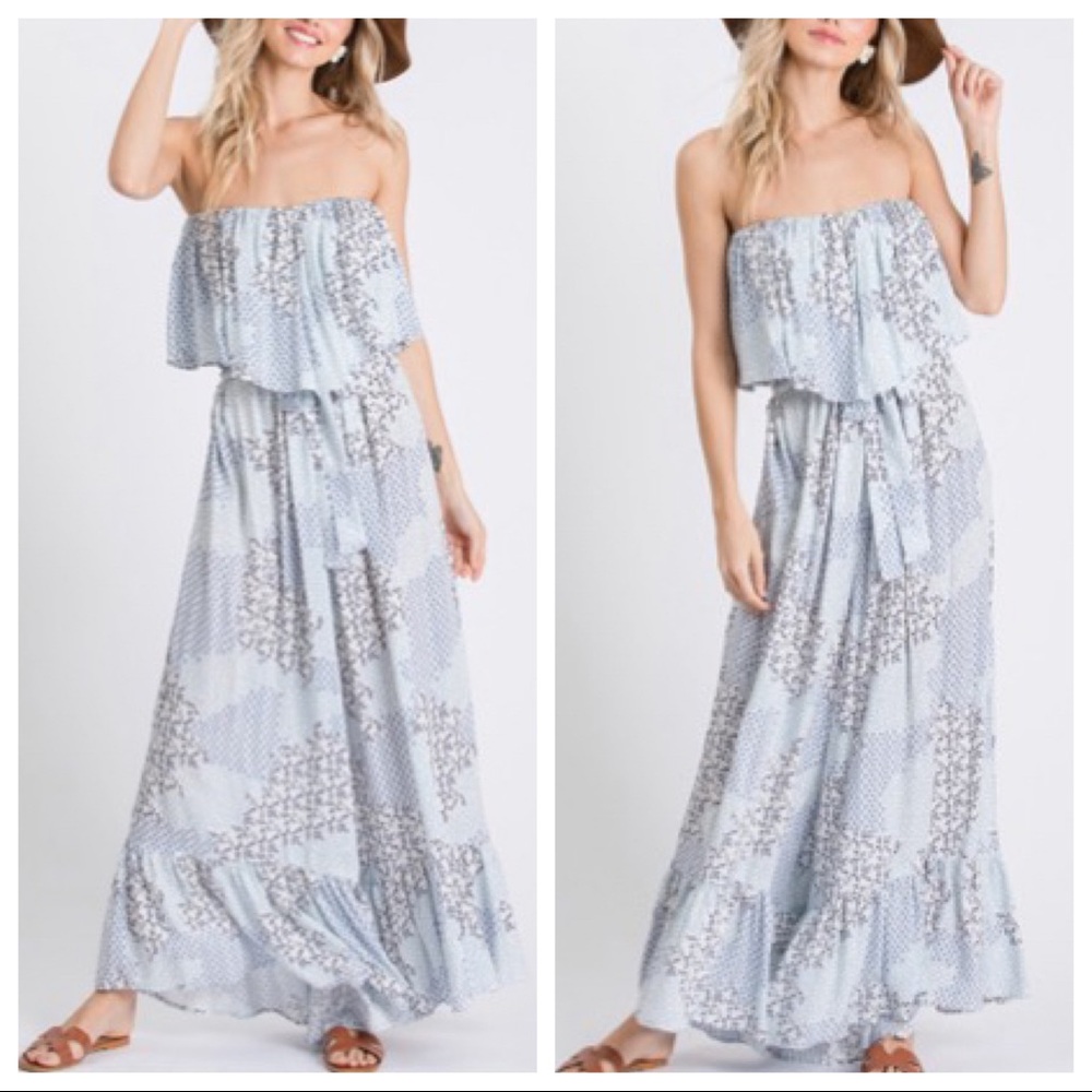 FLORAL PRINT FLOUNCE OFF THE SHOULDER JUMPSUIT - Picture 2 of 9
